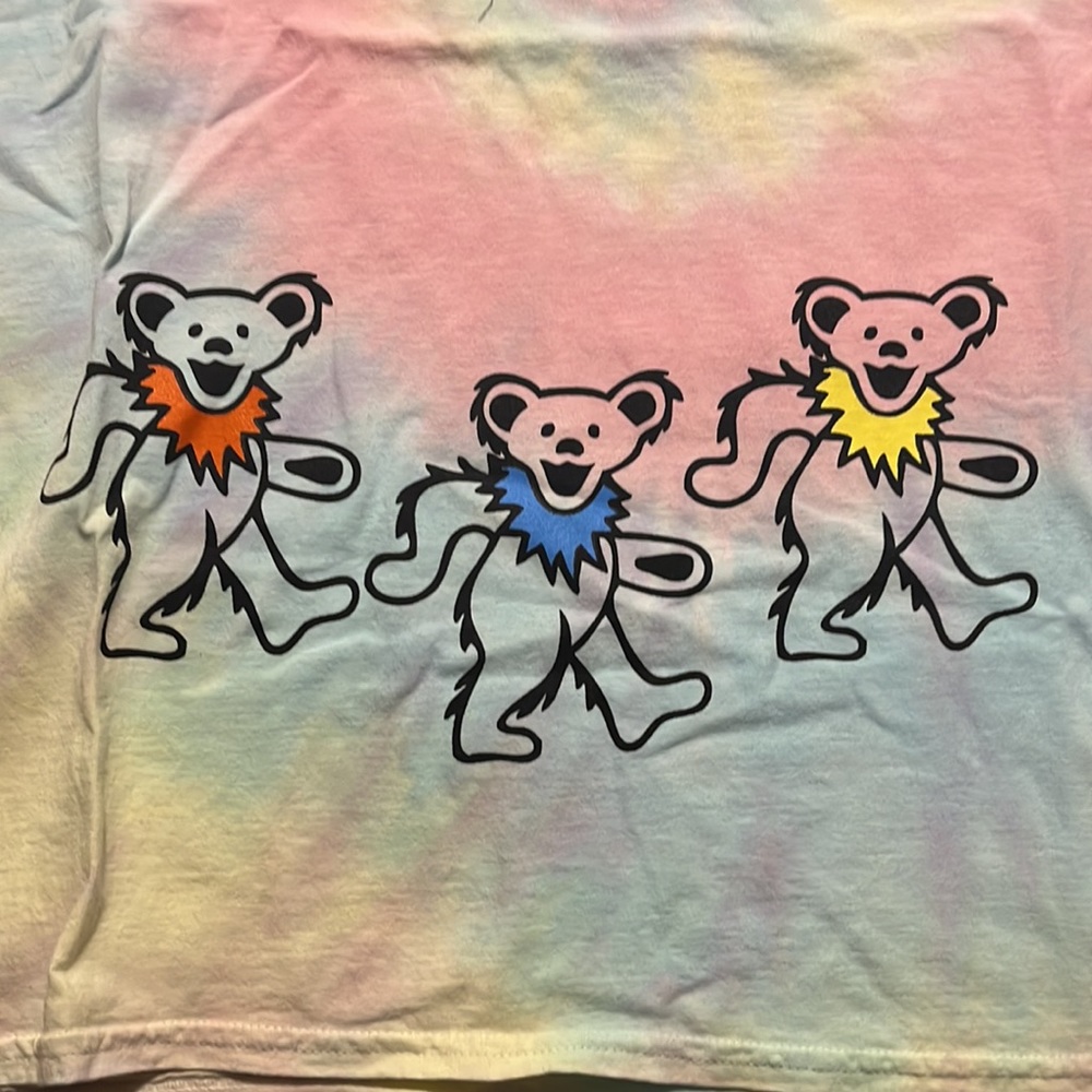 NWT Grateful Dead Size L Cotton Candy Tie Dye Bears Short Sleeve Tee Unisex - Picture 2 of 4